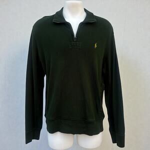 VTG Polo Ralph Lauren Pullover 1/4 Zip Sweater Green XL Pockets Preppy Heritage